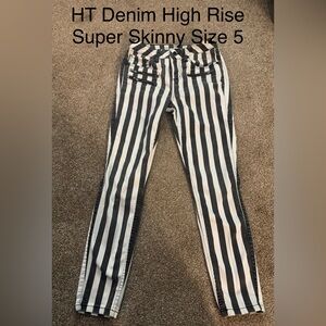 Striped Black and White Jeans HT Denim High Rise Super skinny Size 5